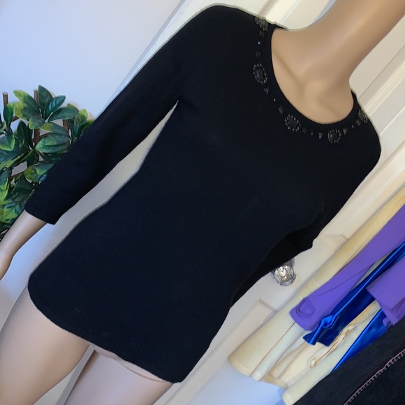 Joe black soft angora wool blended jewelled pullover sweater S - Picture 4 of 10